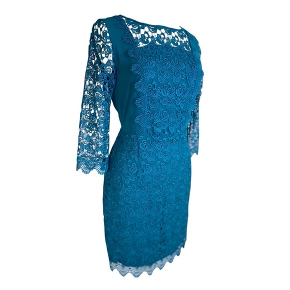 Antonio Melani Lace Sheath Dress Blue Teal Formal - Picture 3 of 8